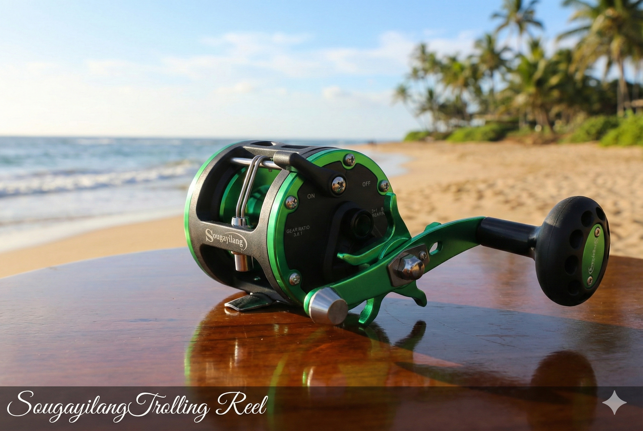 Sougayilang Metal Fishing Reel 3.8:1 Speed Ratio 3+1 Bearings Outgoing Line Alarm for Sea Fishing Reel to Deal with Large Fish