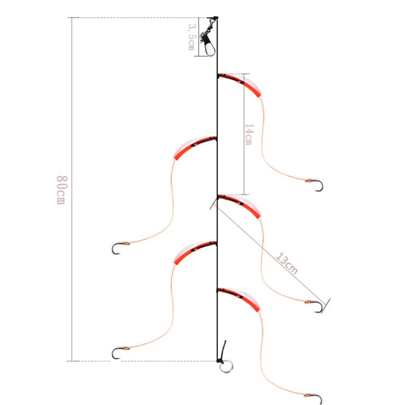 1psc 5 # -14 # Fishhooks Stainless Steel Rigs Swivel Fishing Tackle Lures Pesca Baits Single Hook Combination 5 Hooks Small Hook