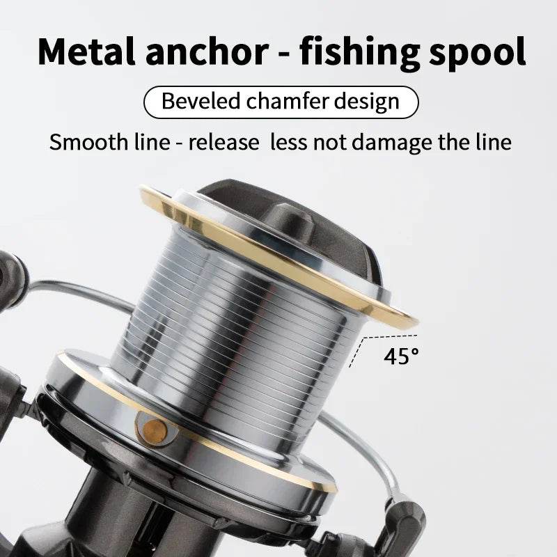 Huidiao NGK-II Heavy Duty Spinning Reel 25KG Max Drag 8000-14000 Zero Play 6+1BB Smooth Casting Reel for Surf & Offshore Fishing