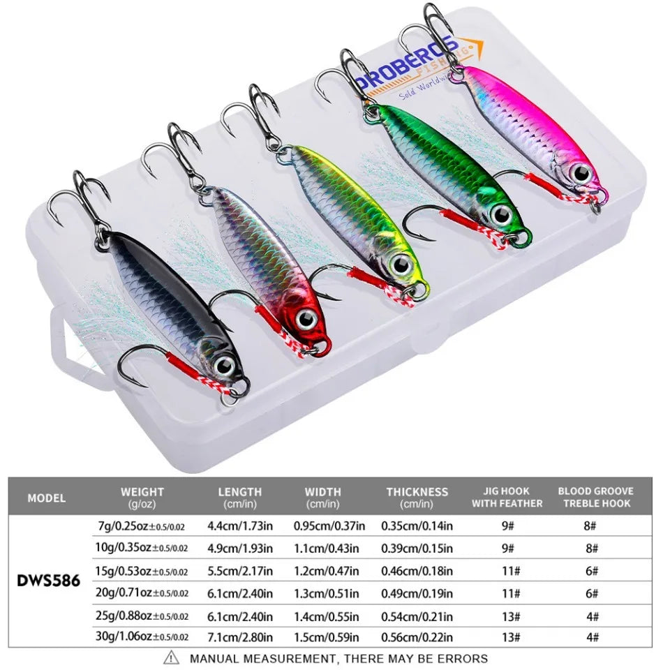 Metal Jig Fishing Lure 10g 20g Cast Hook Swimbait 3D Laser Wobbler Pike Spoon Carp Spinner Sea Tackle Kit Pesca Artificial Bait