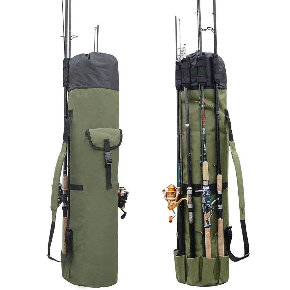 Outdoor Shoulder Carrying Fishing Rod Bag, Nylon Fishing Tackle Storage Bags, Cylinder Travel Portable Sea Fishing Tools Backpac