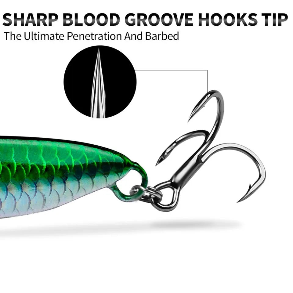 Metal Jig Fishing Lure 10g 20g Cast Hook Swimbait 3D Laser Wobbler Pike Spoon Carp Spinner Sea Tackle Kit Pesca Artificial Bait