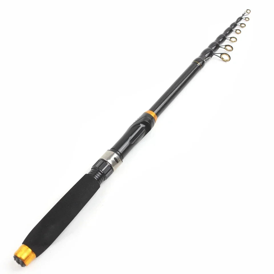 1.8m-3.6m Carbon Fiber Fishing Rod Short Pocket Portable Spinning Rod Lure Pole Telescopic Carp Trout Beach Fish Rods