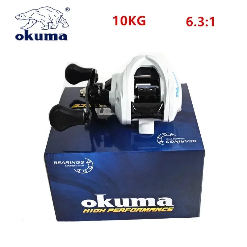 OKUMA fishing reel metal wire cup 6.3:1 water droplet wheel 10KG magnetic brake fishing bait carp fishing reel