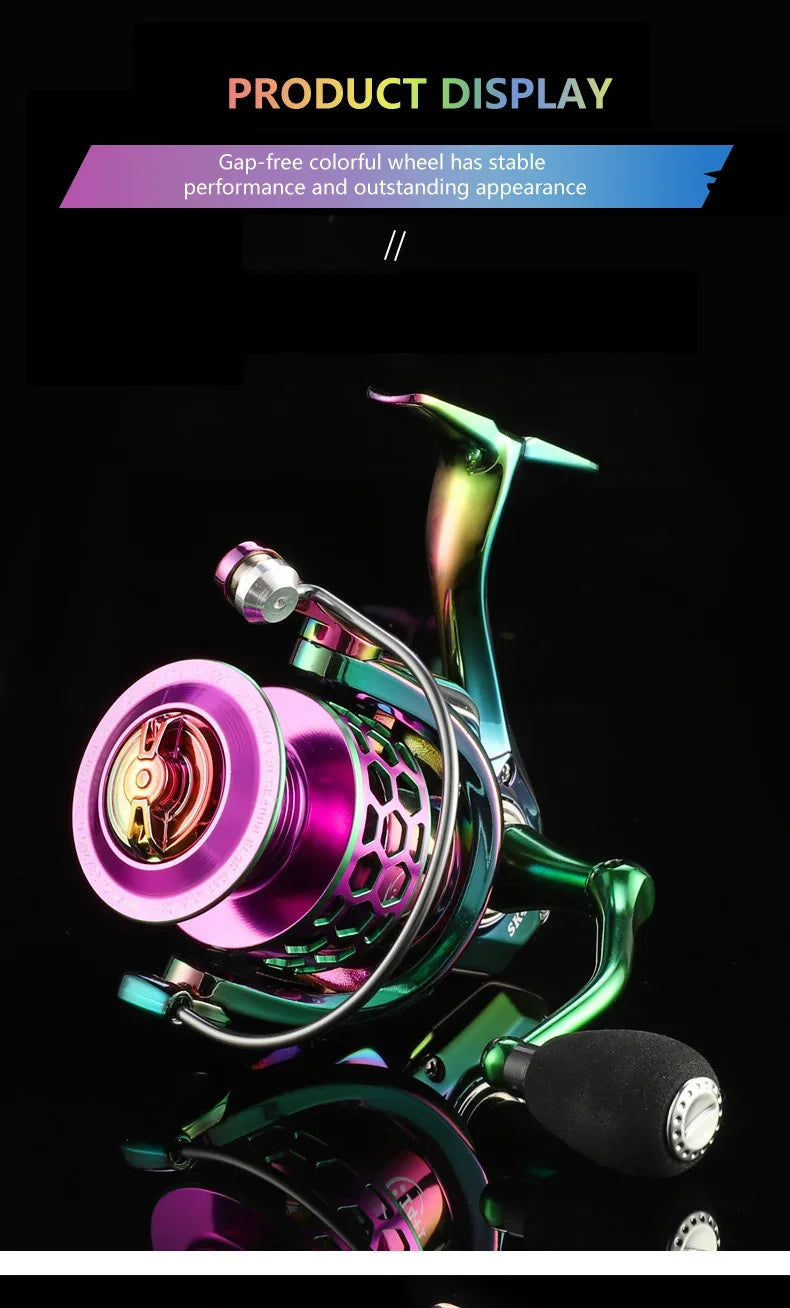 SK1000-6000 14+1BB Spinning Fishing Reel 5.0:1 High Speed Ratio EVA Grip Max Drag 8 Kg Handle Right/Left Carp Fishing Reel