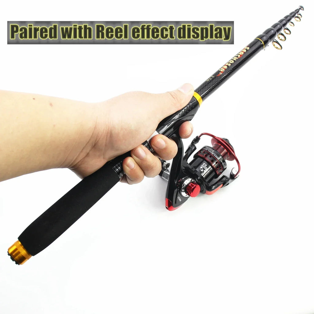 1.8m-3.6m Carbon Fiber Fishing Rod Short Pocket Portable Spinning Rod Lure Pole Telescopic Carp Trout Beach Fish Rods