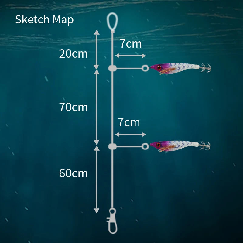 Luminous Colorful Floating Fishing Bait Squid Jig Artificial Fishing Lure Squid Hook Wood Shrimp Fishing Bait Octopus Cuttlefish