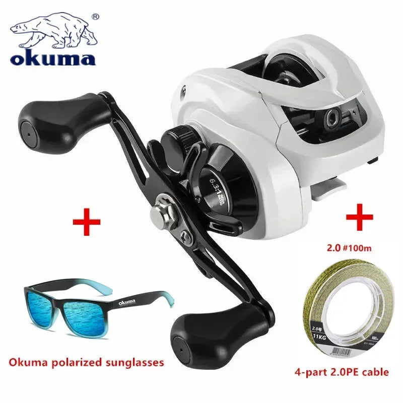 OKUMA fishing reel metal wire cup 6.3:1 water droplet wheel 10KG magnetic brake fishing bait carp fishing reel