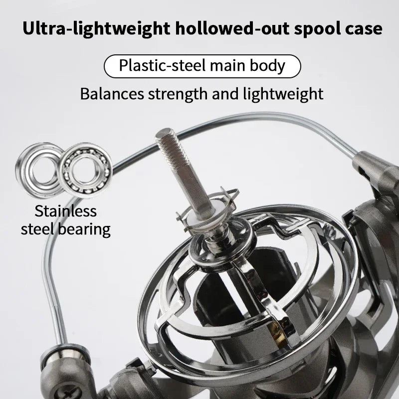 Huidiao NGK-II Heavy Duty Spinning Reel 25KG Max Drag 8000-14000 Zero Play 6+1BB Smooth Casting Reel for Surf & Offshore Fishing