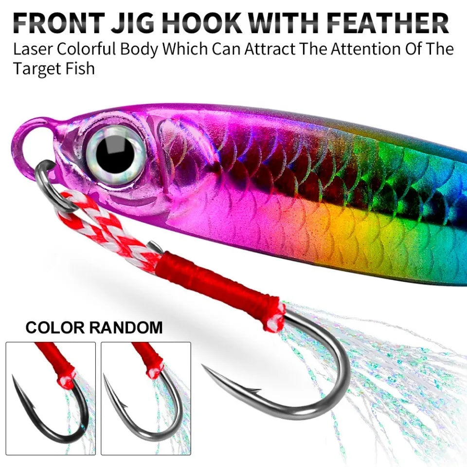 Metal Jig Fishing Lure 10g 20g Cast Hook Swimbait 3D Laser Wobbler Pike Spoon Carp Spinner Sea Tackle Kit Pesca Artificial Bait
