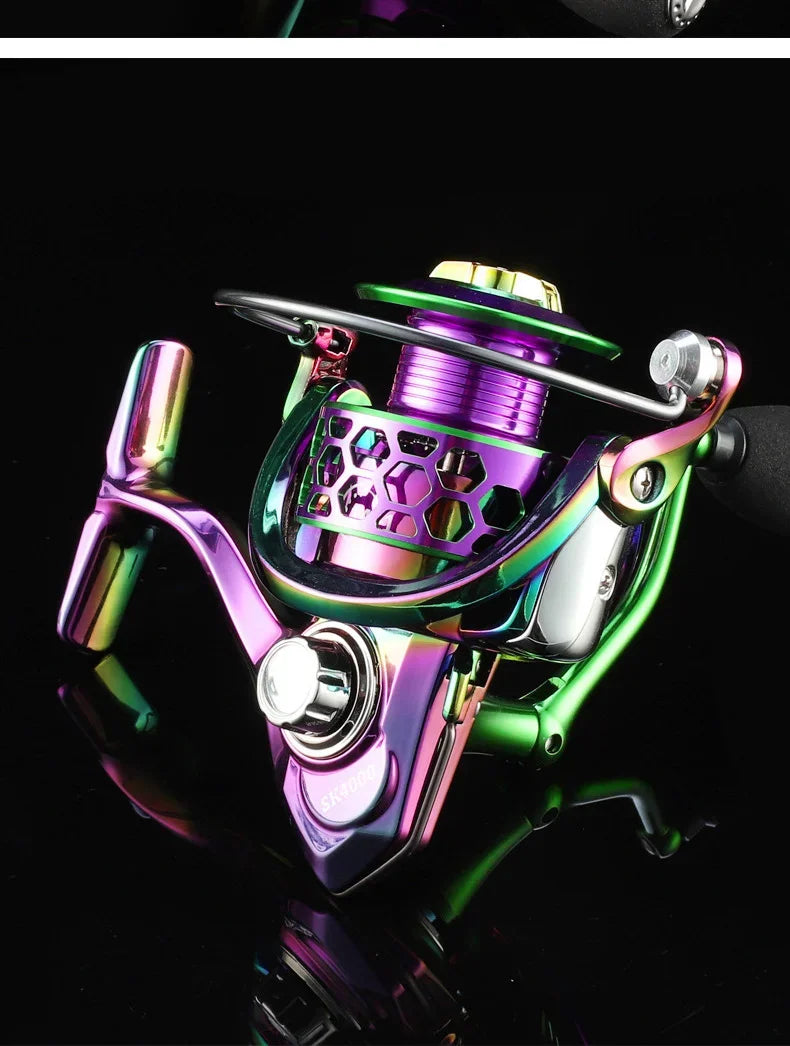 SK1000-6000 14+1BB Spinning Fishing Reel 5.0:1 High Speed Ratio EVA Grip Max Drag 8 Kg Handle Right/Left Carp Fishing Reel