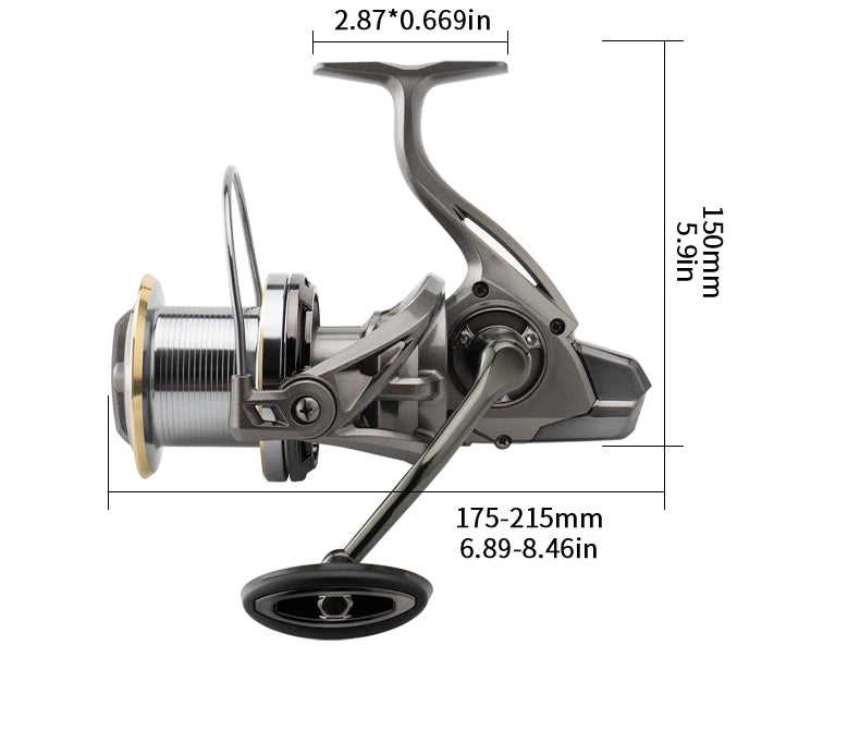 Huidiao NGK-II Heavy Duty Spinning Reel 25KG Max Drag 8000-14000 Zero Play 6+1BB Smooth Casting Reel for Surf & Offshore Fishing