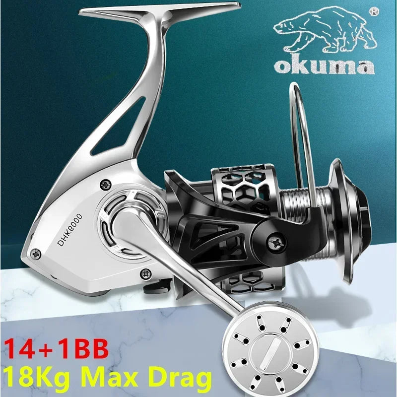 Okuma Fishing Reel 18Kg Max Drag14+1BB Anti Spinning Wheel Sea Fishing Line Reel 1000-7000