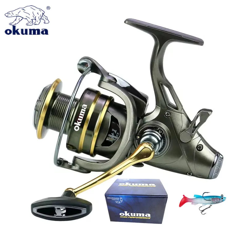 OKUMA Fishing Reel Spinning Wheel with Double Brake 18KG Line Capacity for Angling And Baitcasting