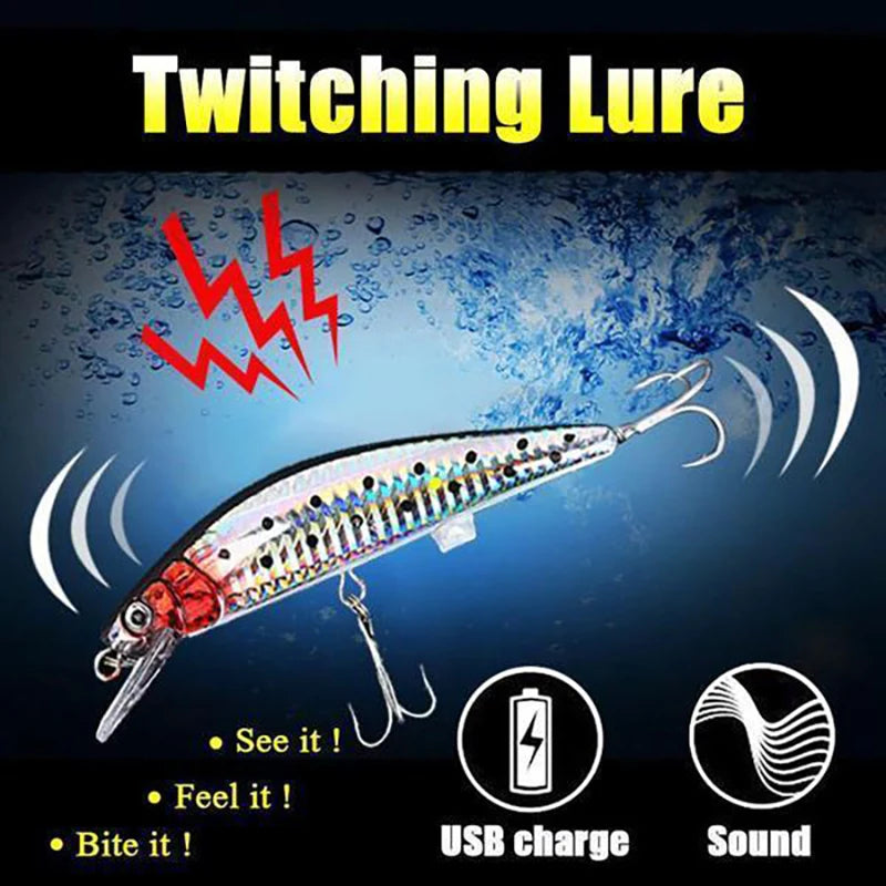 Fishing Bionic Luminous Electric Simulation Twitching Bait Usbrechargeable Bait Lures Wobbler Auto Swimbait Fishing Accessories