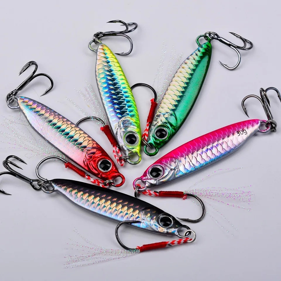 Metal Jig Fishing Lure 10g 20g Cast Hook Swimbait 3D Laser Wobbler Pike Spoon Carp Spinner Sea Tackle Kit Pesca Artificial Bait
