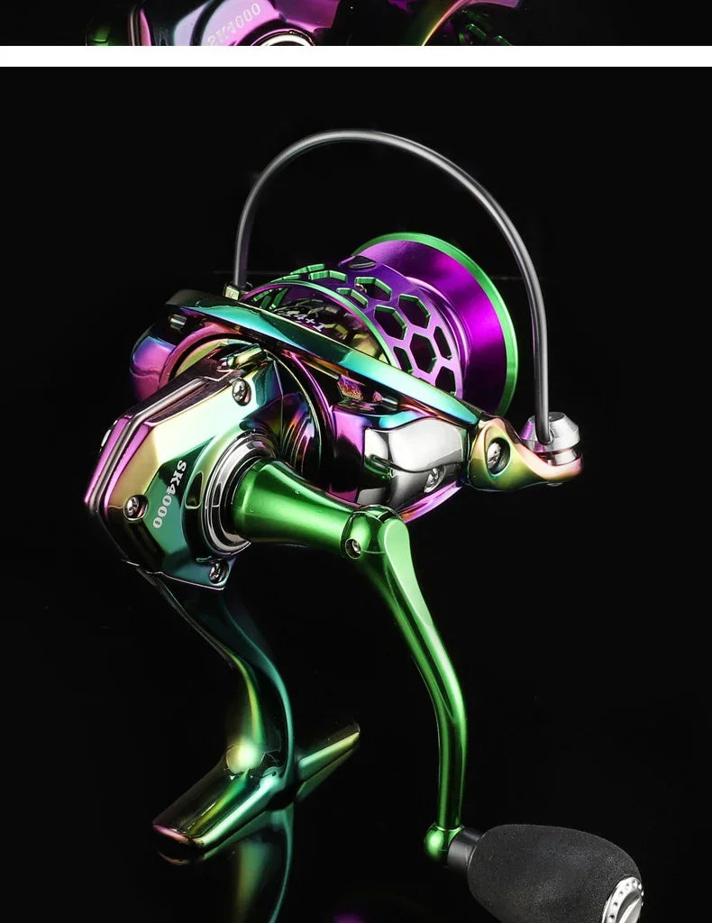 SK1000-6000 14+1BB Spinning Fishing Reel 5.0:1 High Speed Ratio EVA Grip Max Drag 8 Kg Handle Right/Left Carp Fishing Reel