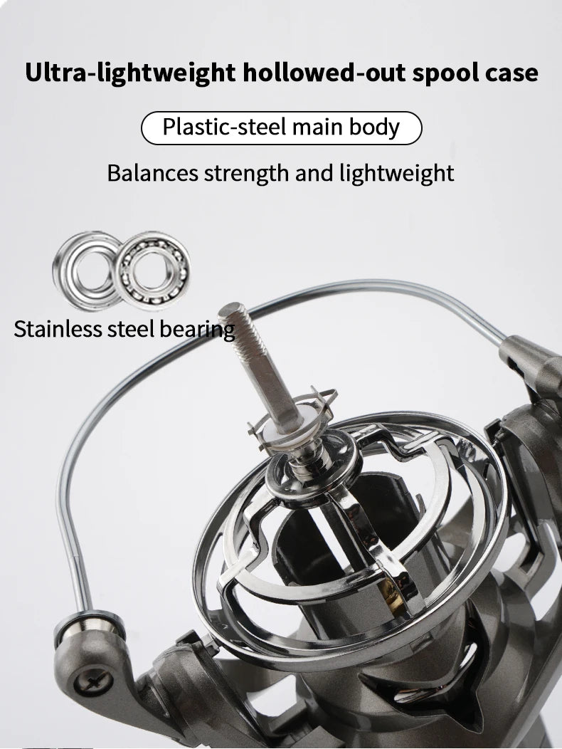 Huidiao NGK-II Heavy Duty Spinning Reel 25KG Max Drag 8000-14000 Zero Play 6+1BB Smooth Casting Reel for Surf & Offshore Fishing