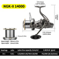Huidiao NGK-II Heavy Duty Spinning Reel 25KG Max Drag 8000-14000 Zero Play 6+1BB Smooth Casting Reel for Surf & Offshore Fishing